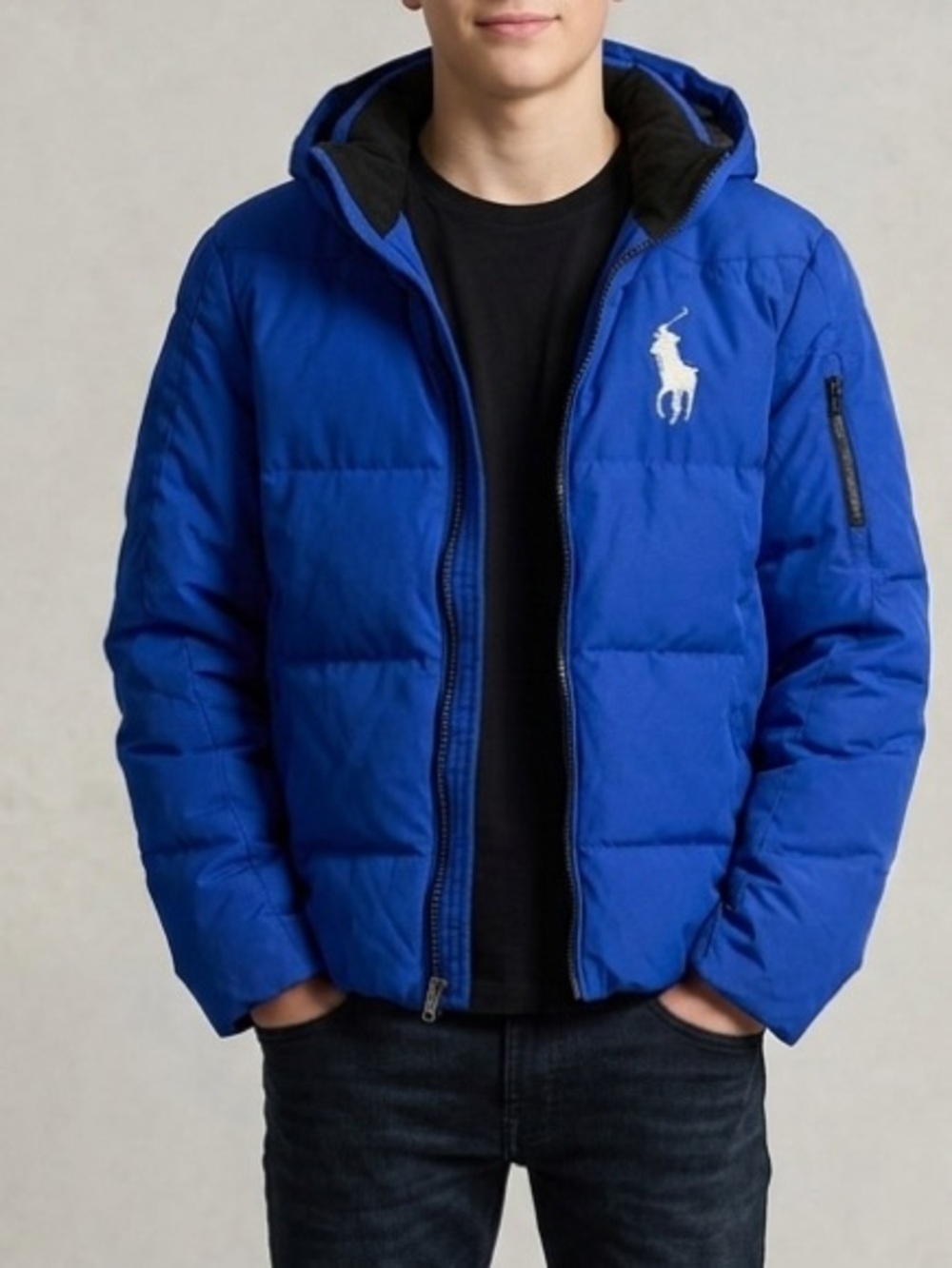 Polo by Ralph Lauren Youth Blue Hooded Puffer Jacket Size 18/20 XL